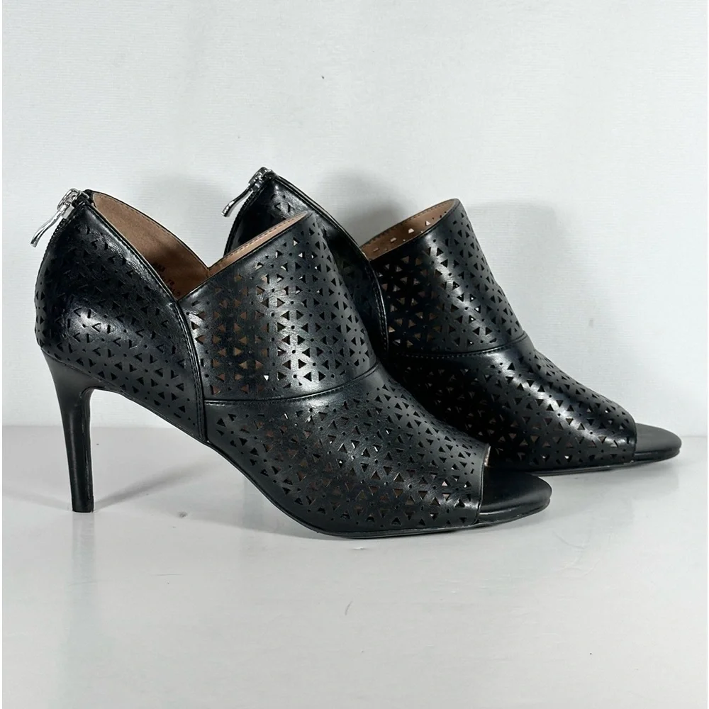 The Limited Lenra Pumps Open Toe Stiletto Back Zip Witchy Sexy Goth‎ Edgy Sz 8